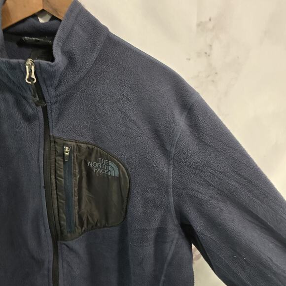 The North Face Jacket Mens Large Blue Black Fleece Full Zip Chest Pocket Mock - Picture 8 of 9